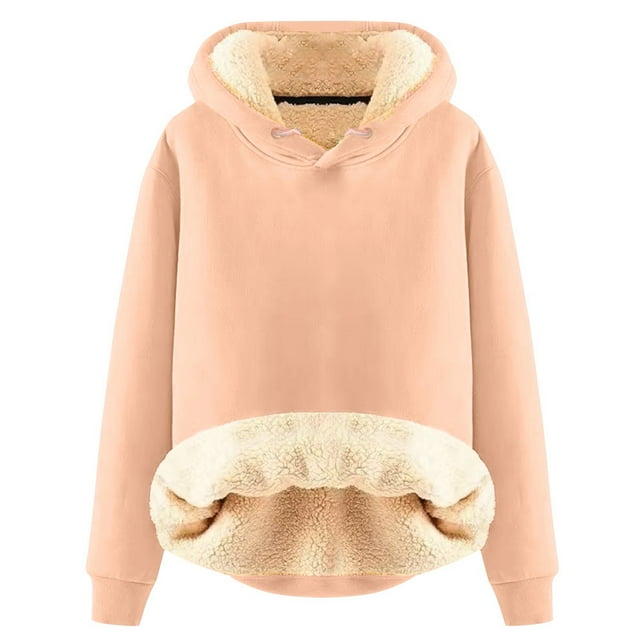 Breezora Sweat à Capuche Doublé en Polaire pour Femmes Manches Longues Col Rond Hiver Chaud pour Activités Extérieures Taille g Rose