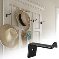 4Pcs Hat Hooks for Wall - Cowboy Hat Rack, Strong Adhesive Cap Holder, Organizer for Baseball Caps, Western Room Decor - Black