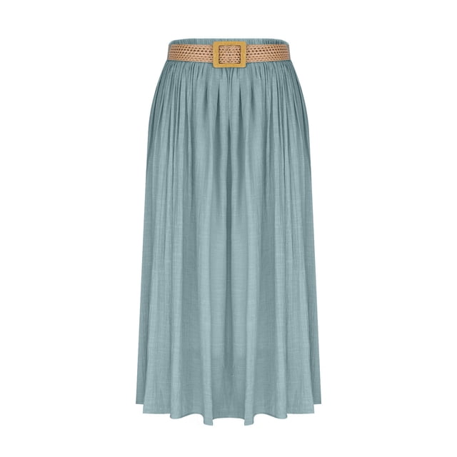 Jupes à Taille Élastique pour Femmes Jupe Décontractée Évasée Longueur Cheville en Polyester Longueur Régulière 1 Pce