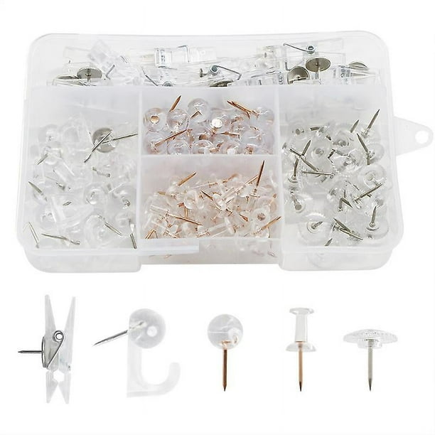 SHAR Transparent Push Pins, 140 Pieces Plastic Push Pins With Storage