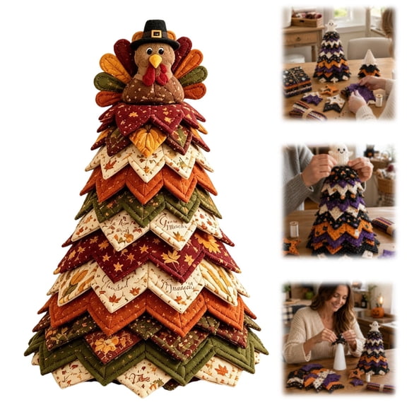Quilted Fabric Tree DIY Craft Kit for Adults, Beginner‑Friendly Patchwork Making Set, Hand‑on DIY Project for Quilting Enthusiasts, Ideal Gift for Home Seasonal Tabletop Decor