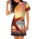 thumbnail image 2 of Fotbe Starfish Sunset Sea Beach Bata de Dormir para Mujer con Estampado, Camisón de Algodón de Manga Corta, Ropa de Dormir Casual, 2 of 6
