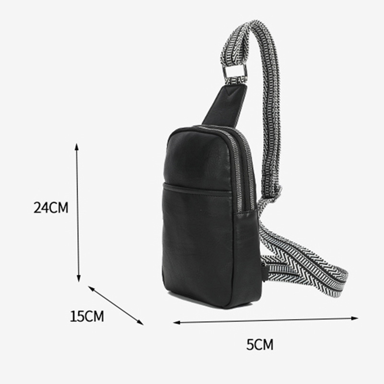 ruhuadgb Crossbody Fanny Pack with Zipper Large Capacity Wear Resistant Faux Leather Small Sling Bag Chest Bag for Women