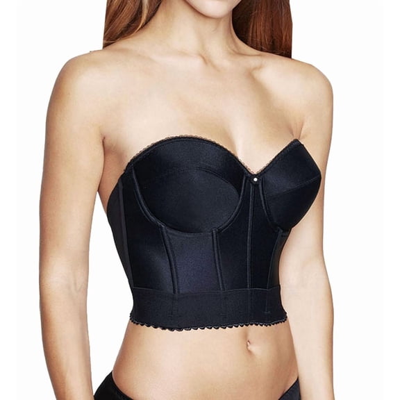 Women's Dominique 6377 Noemi Strapless Lowback Longline Bra (Black 32C)