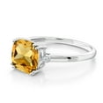 thumbnail image 3 of Gem Stone King 2.01 Ct Cushion Yellow Citrine White Diamond 10K White Gold Ring, 3 of 5