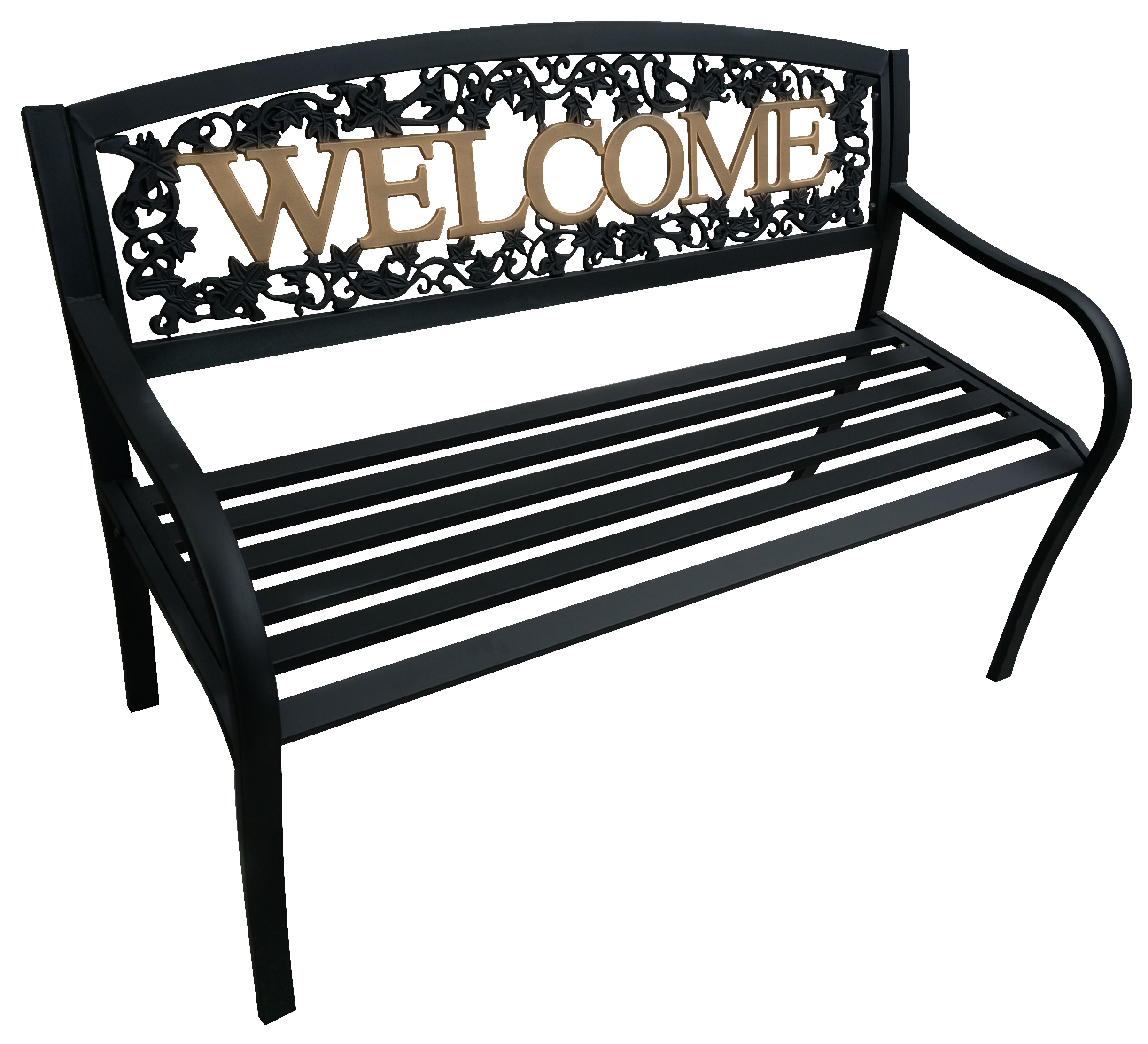 Leigh Country TX 94108 Adult Outdoor Metal Welcome Patio Bench - Black and Gold - image 3 of 5