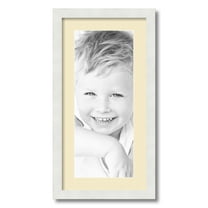 ArtToFrames 12x24 Matted Picture Frame with 8x20 Single Mat Photo Opening Framed in 1.25 Satin White Frame and 2 Cream Mat (FWM-3966-12x24)