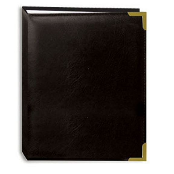 Pioneer Photo Albums 100-Pocket Black Sewn Leatherette Cover with Brass Corner Accents Photo Album, 4 by 6-Inch