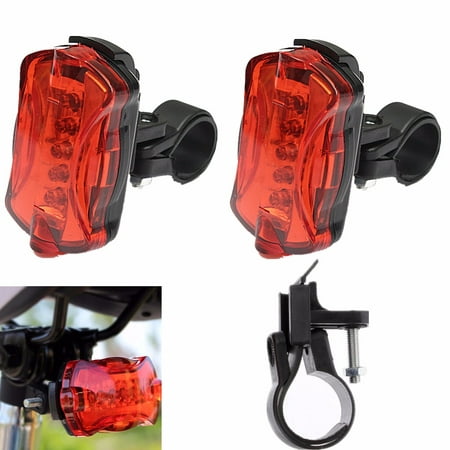 2x Bike Tail Light, Bike Bicycle Warning Rear Tail Light Lamp Red LED Bicycle Bike Cycling Rear Tail Light 7 Mode 5 LED Super Bright for Lane Safety for Night Cycling