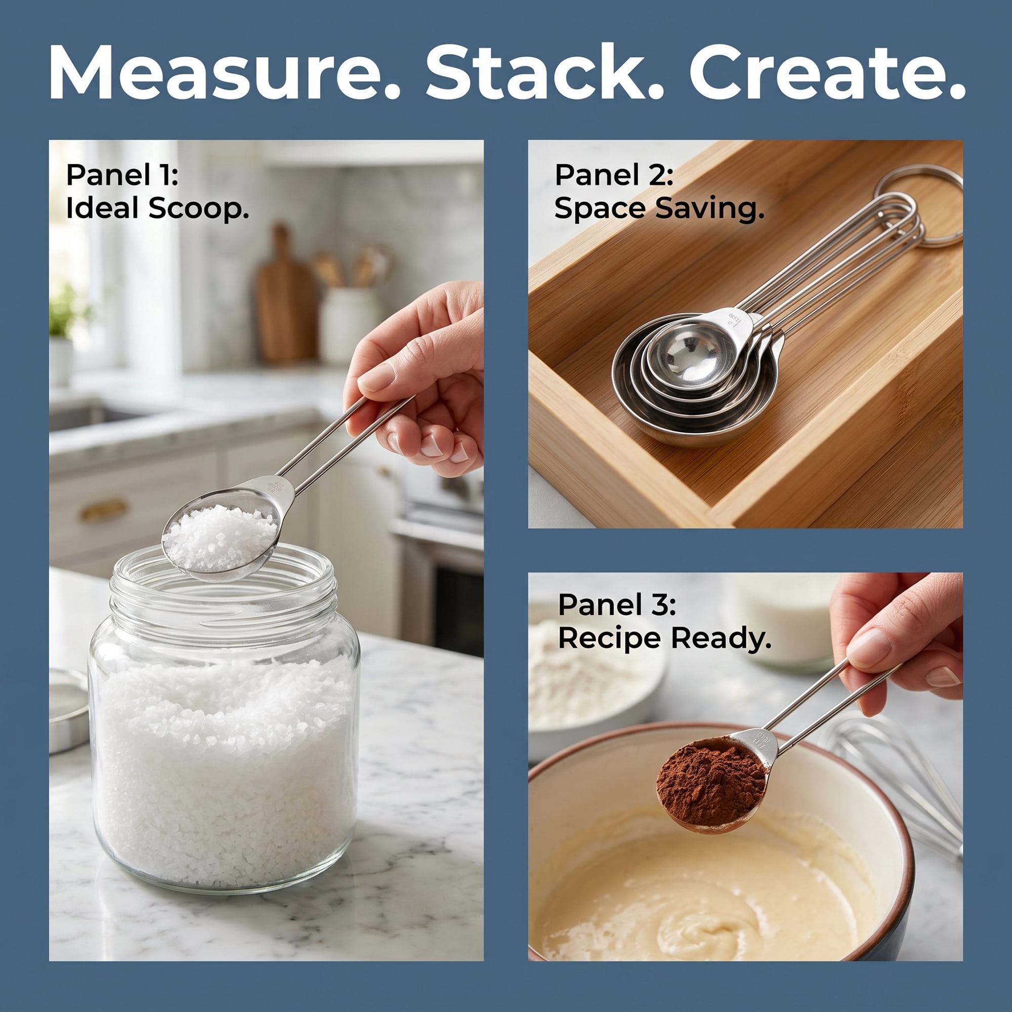 Unique Bargains Stainless Steel Measuring Spoons Set for Precise Cooking Silver-B 4Pcs