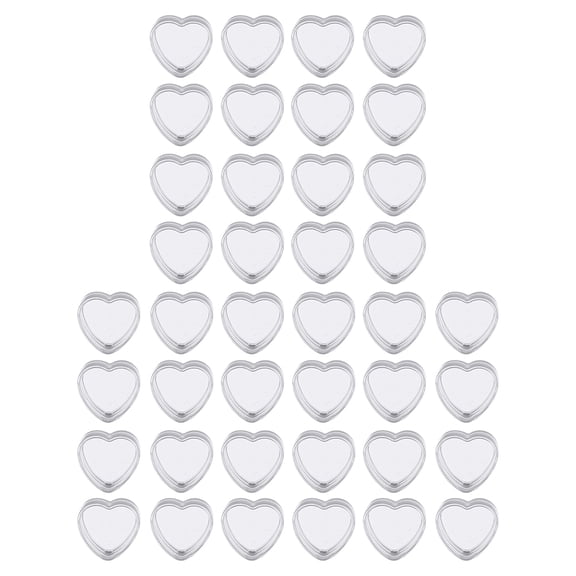 FESTFENDS Clear Heart Shaped Container Plastic 50Pcs 1.18X1.18X0.59In