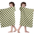 thumbnail image 4 of Olive Green and White Checkerboard Pattern Hooded Bath Towel，50"x30" for Ages 3 To 12 Kids, Quick Dry Lightweight Soft Microfiber Hood Beach Towel Cover Up for Kids, 4 of 7