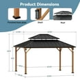 thumbnail image 2 of Modern Shade Hardtop Gazebo 12' x 14' with 4 LED Lights, Permanent Gazebo with Double Galvanized Steel Roof for Outdoor Backyard, Brown, 2 of 8