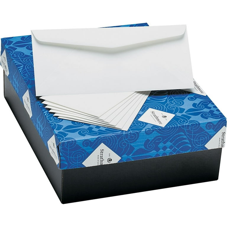 25% Cotton Business Envelopes, #10, Bankers Flap, Gummed Closure, 4.13 x 9.5, Natural White, Wove Finish, 500/Box