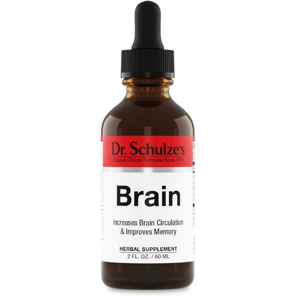 Dr.Schulze's Brain Herbal Supplements with Ginkgo Biloba for Memory and Focus, Vegan,Stimulates Circulation 2 oz.