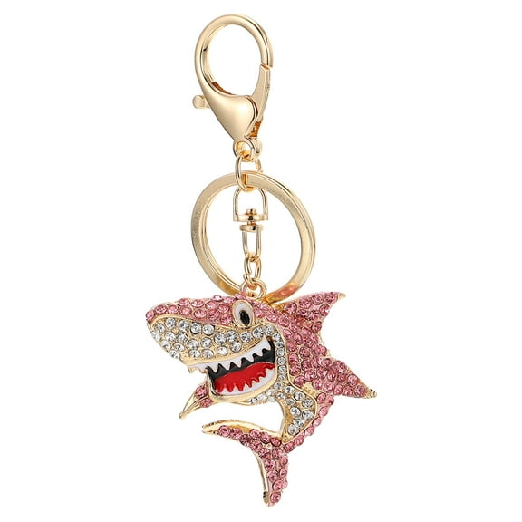 NICEXMAS Purse Pendant Shark Key Chain Hanging Decoration in Pink Zinc Alloy 1Set