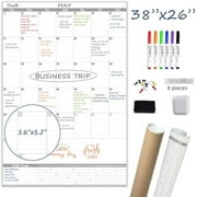 Large Dry Erase Calendar for Wall 38"x26"- Laminated One Month Giant Whiteboard Wall Calendar - Vertical Blank Monthly Calender,Erasable 30 Day Schedule Planner for Home, Office, Classroom