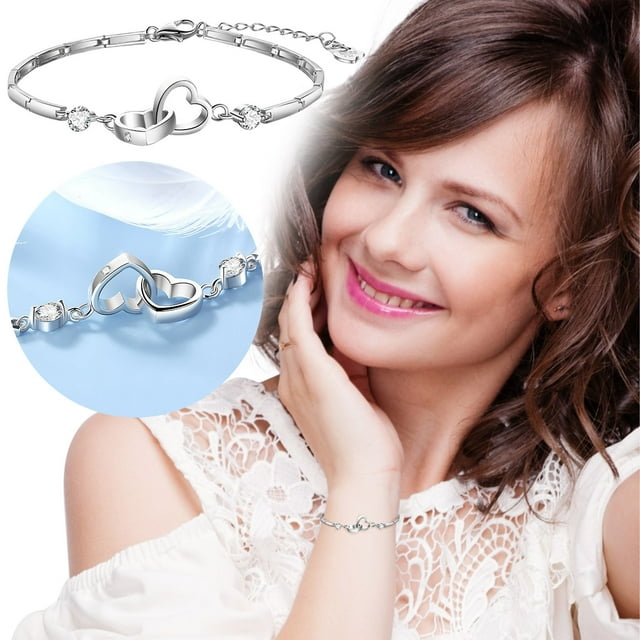 Fiudx Pulsera de Doble Corazón, Joyería de Conexión Sincera, Diseño Duradero de Acero Inoxidable, Talla Ajustable, Regalo Significativo para Hermanas, Ocasiones Especiales y Uso Diario, Fácil de Limp