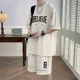 thumbnail image 3 of Camisetas blancas, pantalones cortos, trajes para hombre, alfabeto, deportes, novedades, tendencias a juego, disfraces, conjuntos para hombre, ropa de verano XL, pantalones, novedad, 3 of 5