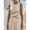 thumbnail image 4 of Womens Khaki-2 Criss-Cross Waist Casual Maxi Dress For Summer Vacation, 4 of 4