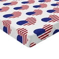 thumbnail image 2 of Ambesonne 4th of July Fitted Sheet, Heart Shaped Flags, Twin XL Size, Red White and Navy Blue, 2 of 3