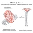 thumbnail image 6 of Rosec Jewels IGI Certified Lab Grown Pink Diamond 4 Carat Engagement Ring with Band - VS1 Clarity, 925 Sterling Silver, US 4.00, 6 of 9
