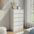 thumbnail image 4 of Hommpa Dresser for Bedroom, 48"H White Dresser for Closet, 5 Drawers Tall Wooden Modern Storage Chests of Drawers for Women, Living Room Furniture 27.5"L X 15.7"W X 48"H, 4 of 12