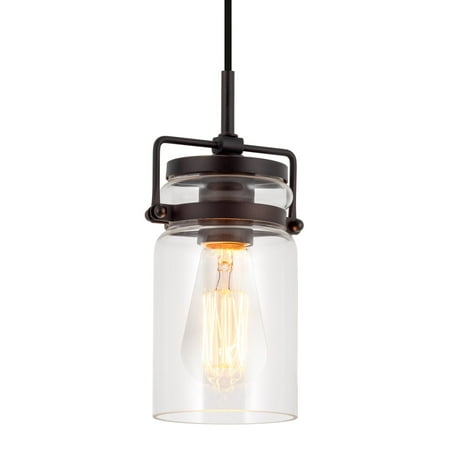 

Kira Home Wyer 8 / Farmhouse Pendant Light + Glass Cylinder Shade Dimmable Adjustable Wire Oil Rubbed Bronze