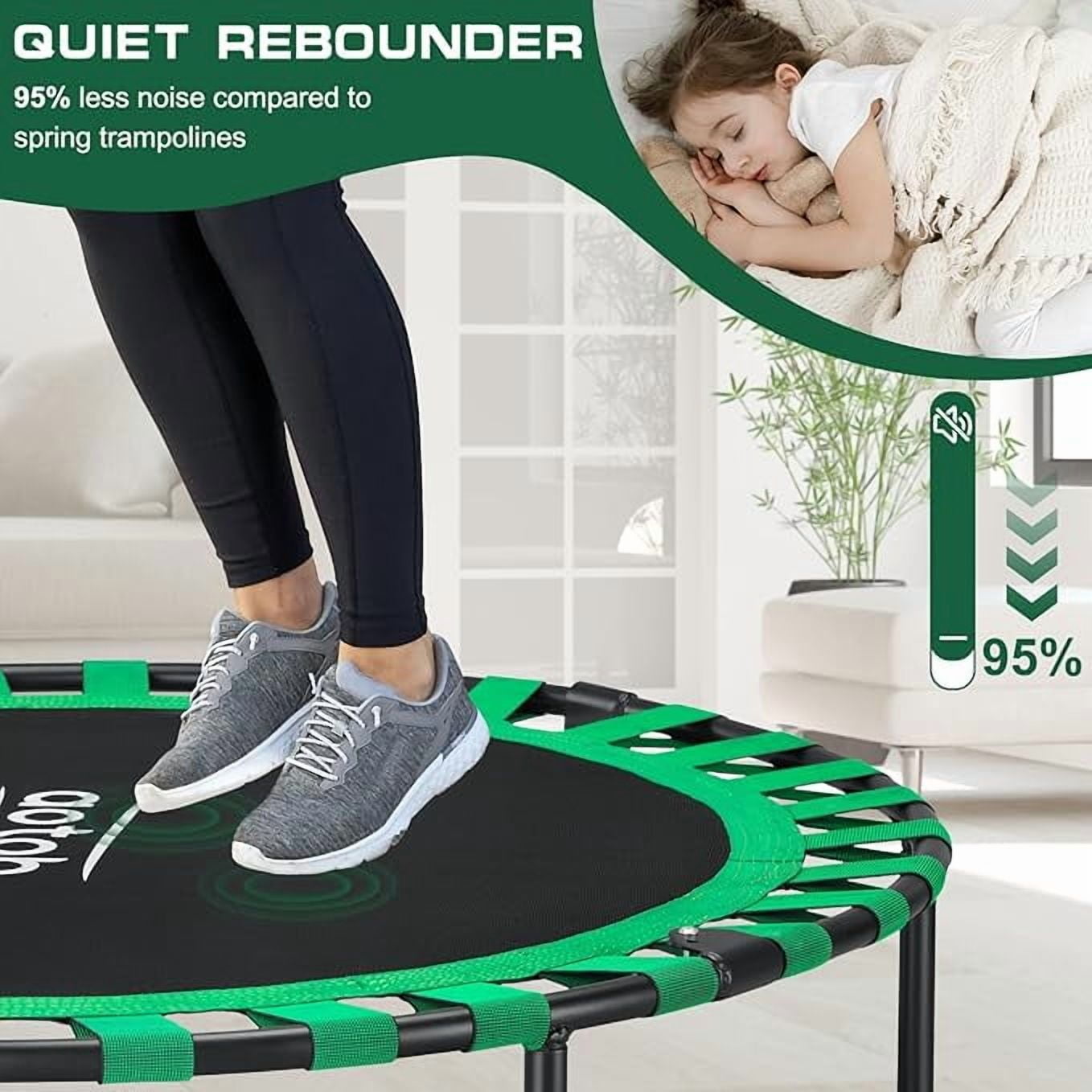 AOTOB 48” Heavy Duty Fitness Trampoline, Foldable Mini Rebounder for Exercise and Durability, Supports 550lbs