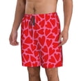 thumbnail image 2 of Bixox Men's Red Love Heart printing Casual Classic Fit Short Summer Beach Shorts, 2 of 6