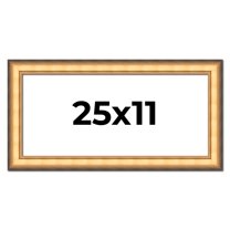 25x11 Frame Gold Plein Aire Solid Wood Picture Frame Width 2 Inches | Interior Frame Depth 0.5