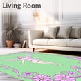thumbnail image 2 of ODIKA 6'x9' Machine Washable Non-Slip Area Rug, Divine Messenger with Shimmering and Floral Ornamentation High Traffic Rug, Pink, 650470, 2 of 5