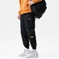 thumbnail image 1 of Loose Fit Multi Pocket Joggers For Spring Summer, Men's Street Style Waist Drawstring Casual Pants Cargo Pants For Fitness Outdo, 1 of 5