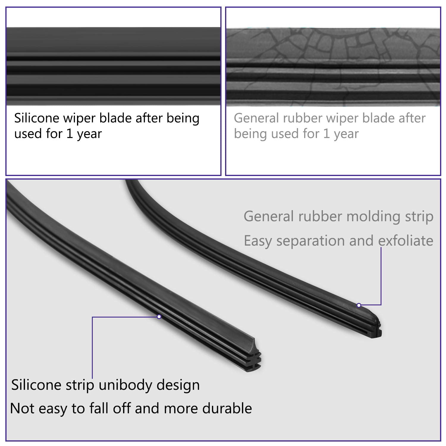 Homyl 2 Pieces Car Window Windshield Quality Silicone Wiper Blade Strips 28 inch