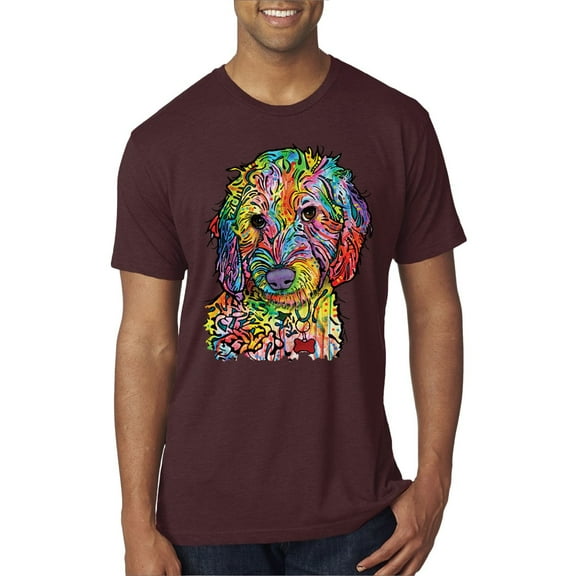 Dean Russo Sweet Poodle Dog Lover Mens Premium Tri Blend T-Shirt, Cardinal, X-Large