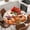 Orange Brown, variant on Pink Pumpkins Fall Round Tablecloth, Fitted Table Cover with Elastic for 36"-44" Round Tables, Thanksgiving Botanical Leaves Beige Table Cloth Outdoor Indoor Dinning Party Waterproof Tablecloths
