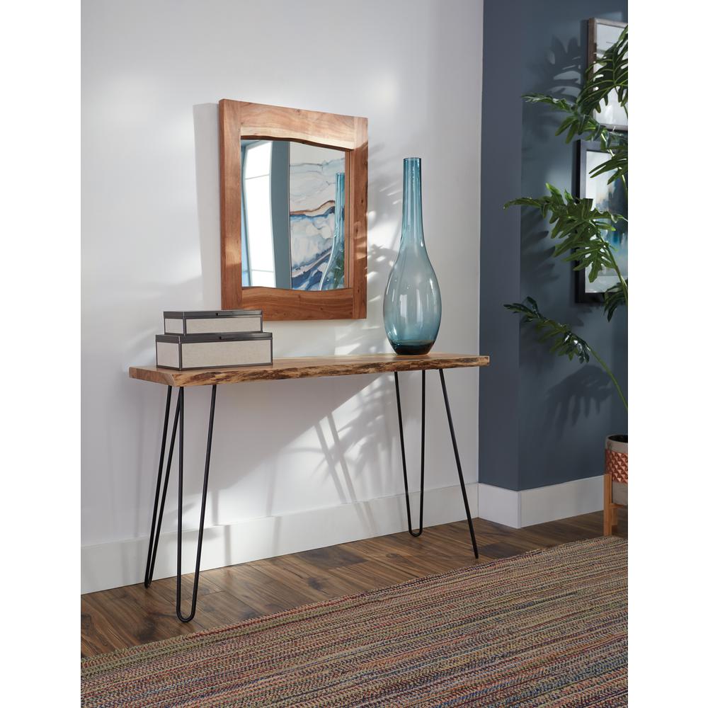 Alaterre Hairpin Natural Live Edge Media Console & 24" Mirror Set