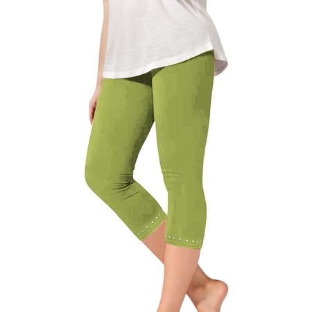 Girls Sweat Pants Capris High Waist Workout Running Yoga Capri Leggings Athletic Casual Stretchy Legging 3 Years Green