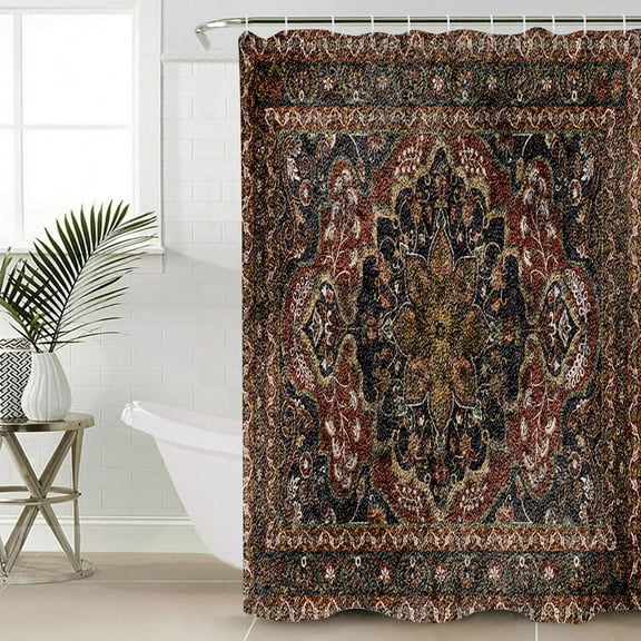 Retro Boho Bathroom Curtain 78 Inch Shower Curtain with Hooks, Modern Geometric Abstract Art Aesthetics Waterproof Polyester Bath Curtain Washable Bathtub Curtain 36''x 78''