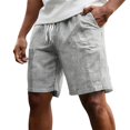 thumbnail image 3 of Mens Striped Casual Shorts Summer Beach Elastic Waist Drawstring Shorts with Pockets Mens Athletic Gym Shorts Daily Wear Walking Summer Outfit Black L, 3 of 5