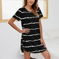 thumbnail image 3 of Women's Nightgown Striped T-shirt Round Neck Pajamas Plus Size Loungewear, 3 of 5