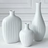 Textured Ceramic Minimalist White Vases (Set of 3) - Boho Vases for Pampas Grass, Eucalyptus, Dry Flowers & Plants | Shelf Decoration, Mantel Decor, Table Centerpiece