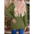 thumbnail image 4 of Women'S 2025 Fall Long Sleeve Cable Knit Sweater Open Front Cardigan Button Loose Outerwear Army Green XXL, 4 of 8