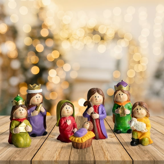Northlight 7-Piece Mini Children's Nativity Christmas Set - 4" - Multicolor