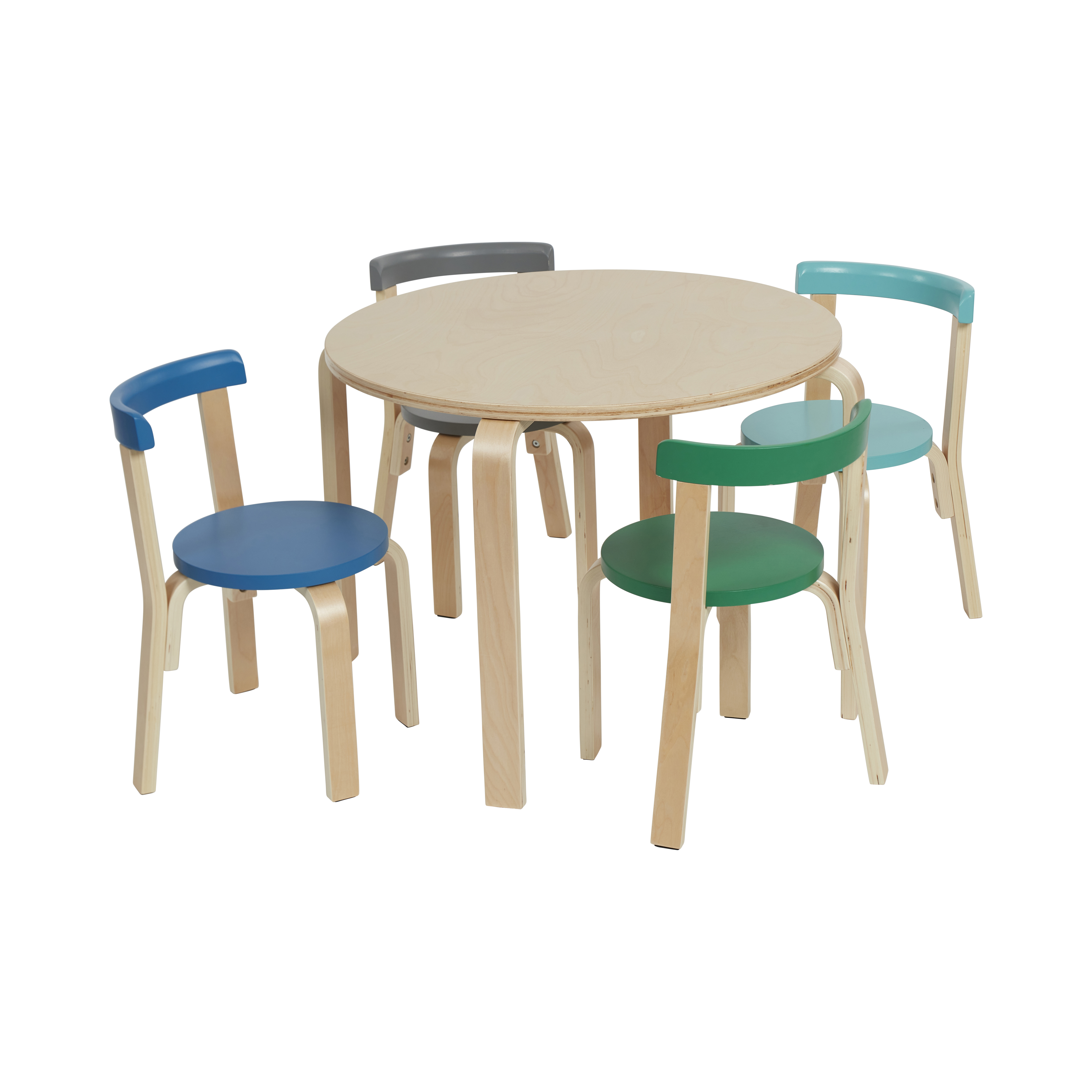 ECR4Kids Bentwood Round Table and Curved Back Chair Set, Kids Furniture