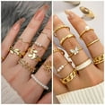 thumbnail image 4 of XC  Gold Plated Jewelry Set for Women,14k Gold Plated Multi Layer Necklaces Stackable Bangle Bracelets Stackable Knuckle Rings Hoop Earrings Set Anniversary Trendy Elegance Charms Anniversary, 4 of 7