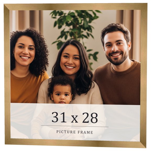 31x28 Frame Gold Bronze Solid Wood Picture Frame Width 0.75 Inches | Interior Frame Depth 0.5