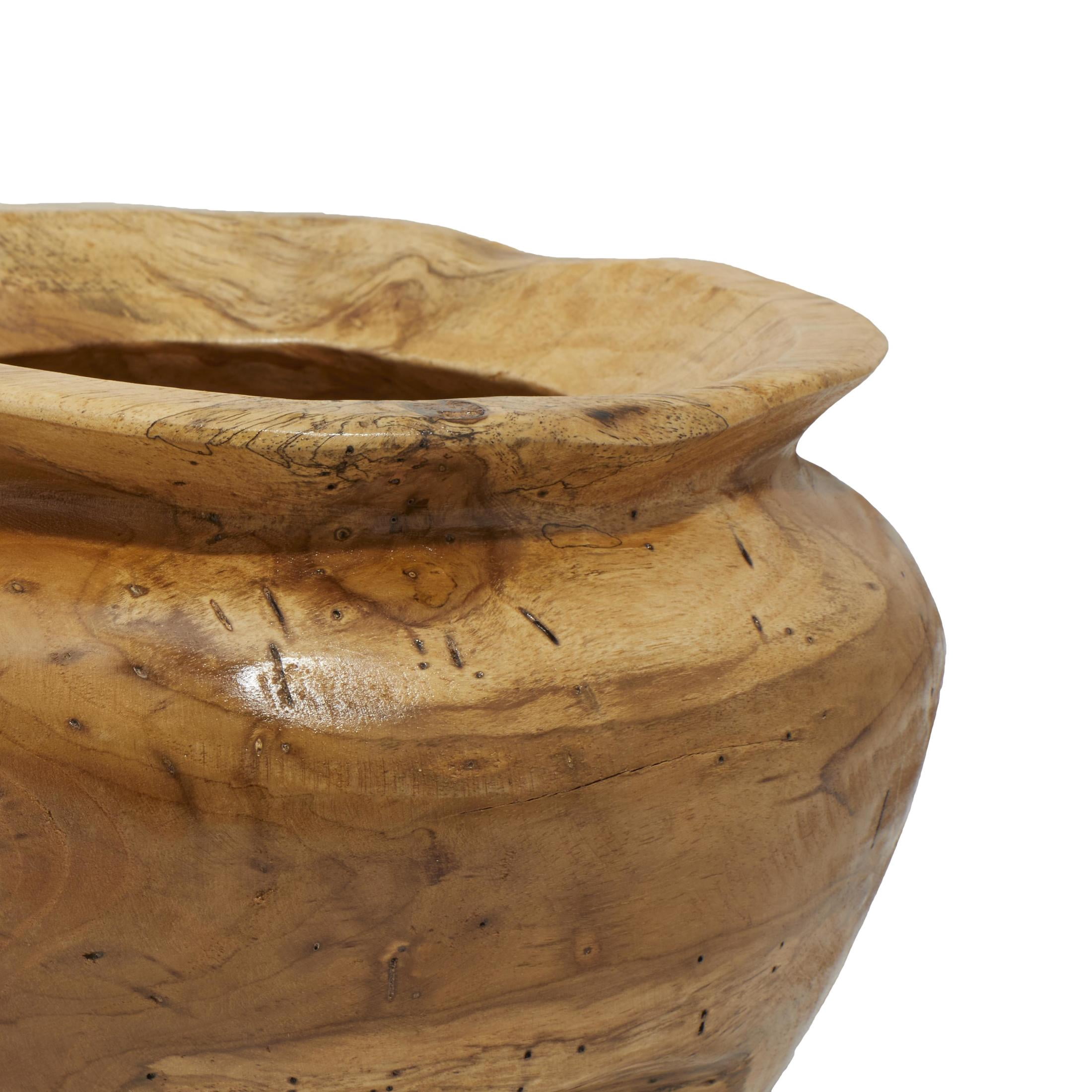 DecMode 9" Handmade Round Live Edge Free Form Brown Teak Wood Decorative Bowl