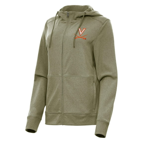 Women's Antigua Olive Virginia Cavaliers Seeker Full-Zip Hoodie