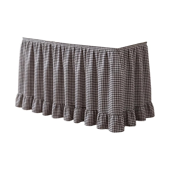 Gingham Desk Skirt, Checkered Table Skirt with Ruffled Hem Gingham Table Skirt With Ruffled Edge, Hook And Loop Fasteners For Teacher Desks, Parties And Display Tables Green Black